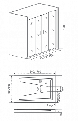 Душевая дверь в нишу 190см Good Door Infinity WTW-TD-190-G-CH ИН00088