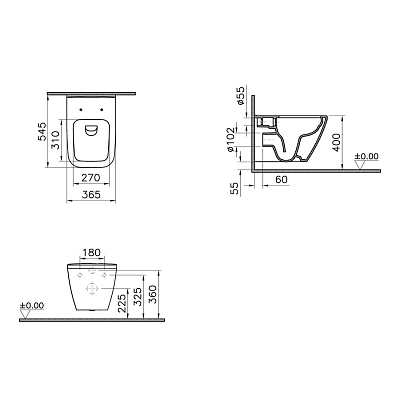 Комплект инсталляции с унитазом Vitra L-Box Integra Square 9856B003-7207