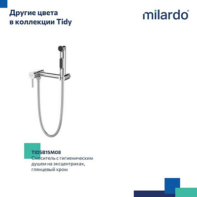 Смеситель с гигиеническим душем на эксцентриках, черный матовый, Tidy, Milardo, TIDBL15M08