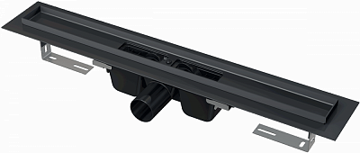 Водоотводящий желоб с порогами для перфорированной решетки AlcaPlast APZ1BLACK-1050, черный-мат