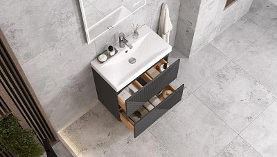 Тумба напольная Edge 700-0-2 (9696) графит Velvex tn EDG 9696 70 2Y (под раковину 217503)