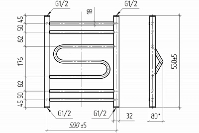 Полотенцесушитель водяной Лиана Тера ПСБ-11-06 500х600