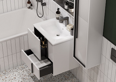 Тумба с раковиной Aquaton Ривьера 60 белый матовый 1A238801RVX20