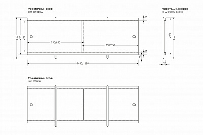 Панель фронтальная для ванны МетаКам "Кварт" черный мрамор 148