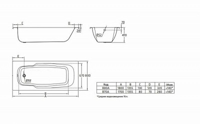 Ванна стальная BLB ATLANTICA 180x80 с отверстиями для ручек без гидромассажа B80AS2001