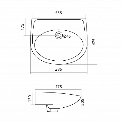 Раковина Santek Бореаль 60 без отверстия под смеситель 1WH110481