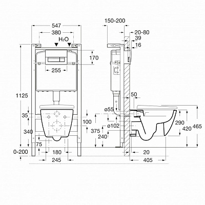 ПЭК ONA Чаша унитаза подвесная rimless с инсталляцией, сиденье с крышкой, панель смыва хром Roca ZRU9310392