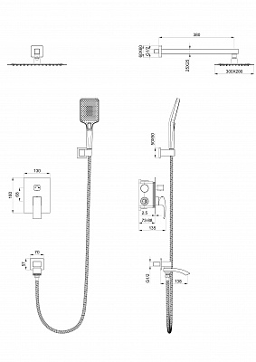 Душевая система встраиваемая Wonzon & Woghand FIT, Черный матовый WW-88939009A-MB
