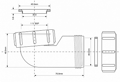 Отвод  (D=40) на 90гр. низкий 1 1/2 McAlpine 40FSD