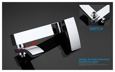 Смеситель для ванны Gappo G3207 хром, излив переключатель на лейку