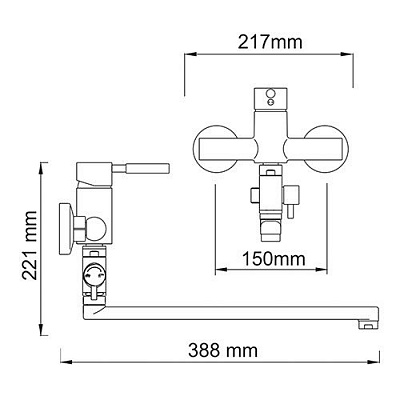 Смеситель для ванны с длинным изливом WasserKRAFT Wern 4202L