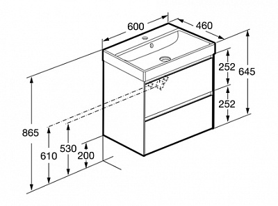 Тумба под раковину Roca Ona Ivory 600 слоновая кость, 2 ящика, ZRU9307861