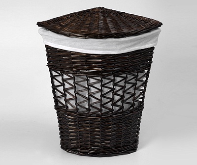 Угловая плетеная корзина для белья с крышкой WasserKRAFT Salm WB-270-L