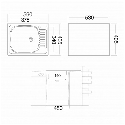 Мойка из нержавеющей стали Юкинокс Классика CLL 560.435--GT6К 2L левая + сифон S701 или S601