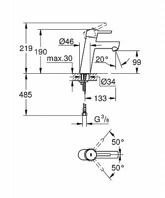 Смеситель для умывальника GROHE CONCETTO NEW 23451001 средний излив