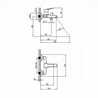 Смеситель для ванны  Milardo Stripe STRSB02M02