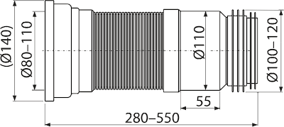 Гибкая подводка для выпуска унитаза AlcaPlast A970