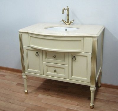 Тумба с раковиной Eurolegno Verdi 900Р и столешница 900*570*850 слоновая кость с патиной