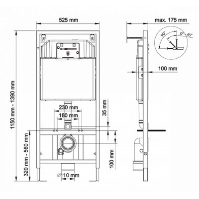 Инсталляция BERGES для скрытого монтажа унитаза UNIT кнопка UR5 черная SoftTouch 041335