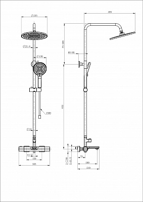 Душевая система с термостатом Wonzon & Woghand SOLID, Хром WW-C3011-A-CR