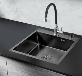 Кухонная мойка РМС MR-5050BL Matte Набор 3 в 1 (с корзиной и дозатором)