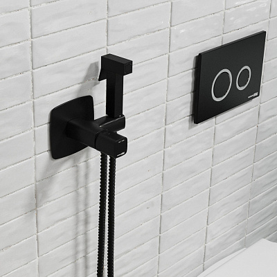 Встраиваемый смеситель для душа с гигиенической лейкой Nuthe WasserKraft 9138 черный Soft-touch