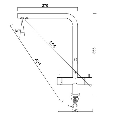 Смеситель для кухни РМС SUS127PVD-017F-015 с фильтром и PVD покрытием Нержавеющая сталь