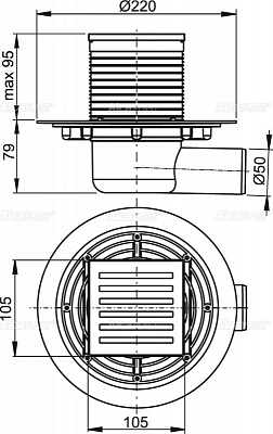 Сливной трап AlcaPlast APV103 105 x 105/50