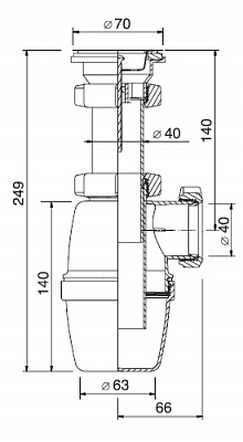 Сифон бутылочный для мойки ORIO 11/2 без выпуска 40 A-4000