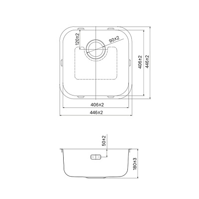 Мойка для кухни из нержавеющей стали, IDDIS графит, 446*446, Mate, MAT44GMi77