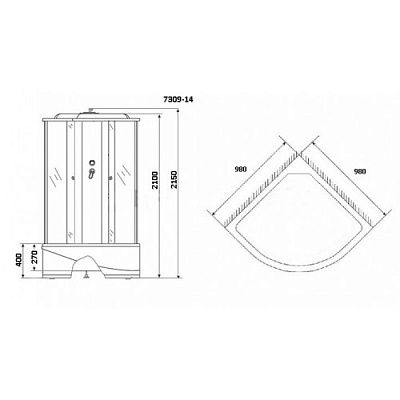 Душевая кабина 100х100 угловая Niagara Eco NG-7309-14 высокий поддон