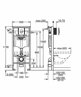 Инсталляция для унитаза Grohe Rapid SL 38750001(4в1)