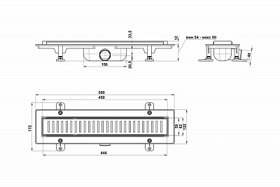 Душевой трап 450 (серый, с прорезями, комбинированный затвор) GoodDoor ТЛ00002