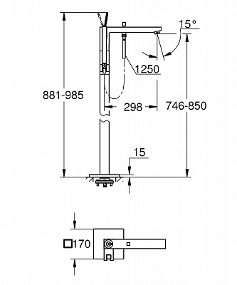 Смеситель для ванны напольный Grohe Eurocube Joy 23667000