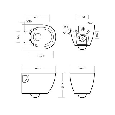 Унитаз подвесной Sanita Luxe Art Rimless Slim WC.WH/Art/SlimDM.Rim/WHT.G/S1