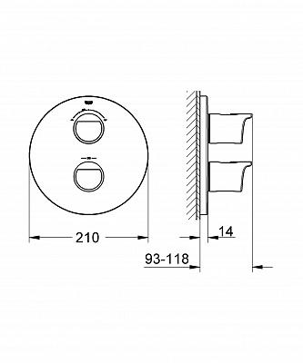 Панель для термостата GROHE GROHTHERM2000 19355001 без механизма