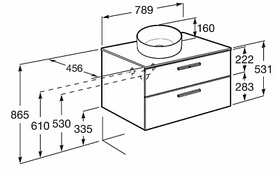 Тумба с раковиной Roca Victoria 80 белый глянец 2 ящика A857470806