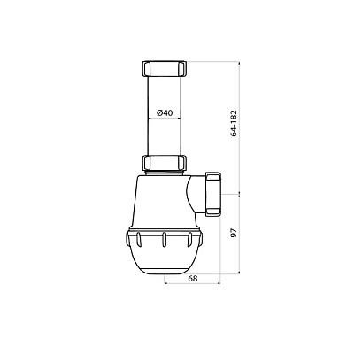 Сифон бутылочный, 1.1/2x40мм, без выпуска, IDDIS, 900A000010VD