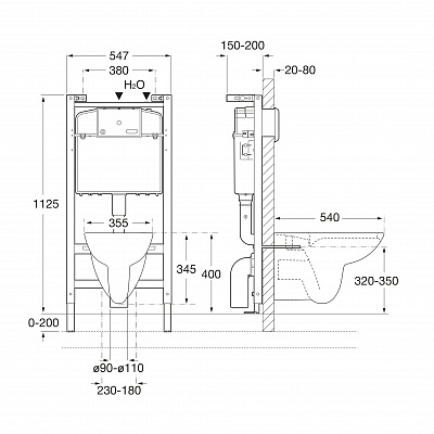 Комплект инсталляция с подвесным унитазом Roca Debba Round чаша Rimless + сиденье + панель слива ZRU9307735