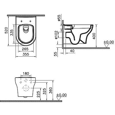 Унитаз подвесной безободковый Vitra Zentrum Round 7786B003-0075