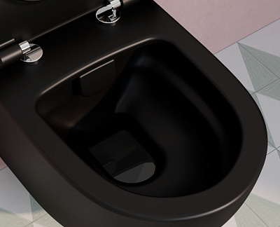 Подвесной безободковый унитаз черный VitrA Sento 7748B083-0101
