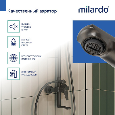 Душевая система с тропическим душем Milardo Leap LEAGM5FM06 графит матовый