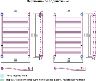Полотенцесушитель водяной Сунержа Флюида 1000х600 Шлифованная сталь