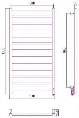 Полотенцесушитель электрический Сунержа Центурион 3.0 1000х500 Состаренная Латунь