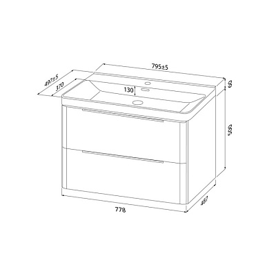 Тумба с умывальником (0178000i28) подвесная 80см Cloud X IDDIS CLX80W0i95K