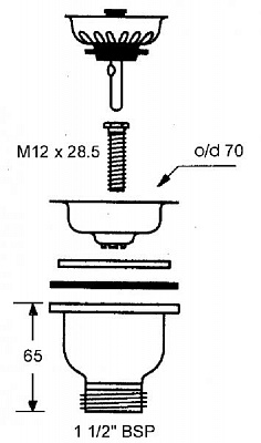 Слив MRSKW-3 1 1/2 70 мм