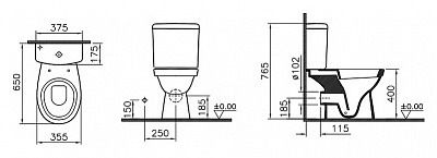 Унитаз-компакт Vitra Normus 9705B003-7200 (сиденье микролифт)