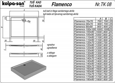Душевой поддон Kolpa-San Flamenco 70x70
