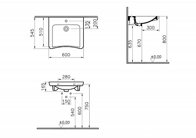 Pаковина для людей с ограниченными возможностями VitrA Conforma 5289B003-0001