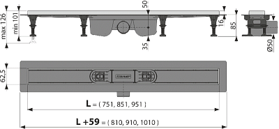 Душевой лоток AlcaPlast APZ22-850